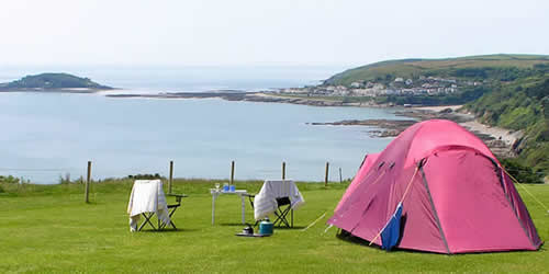 Bay View Farm Camping Site overlooking Looe Bay, Cornwall
